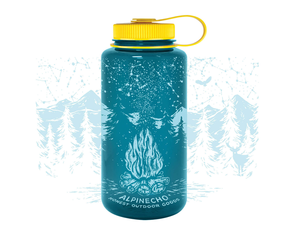 Campfire Constellations NALGENE / Water Bottle Stars Mountains Camping Fire  Trees Nature Pattern 32 Oz Bpa-free Alpinecho 