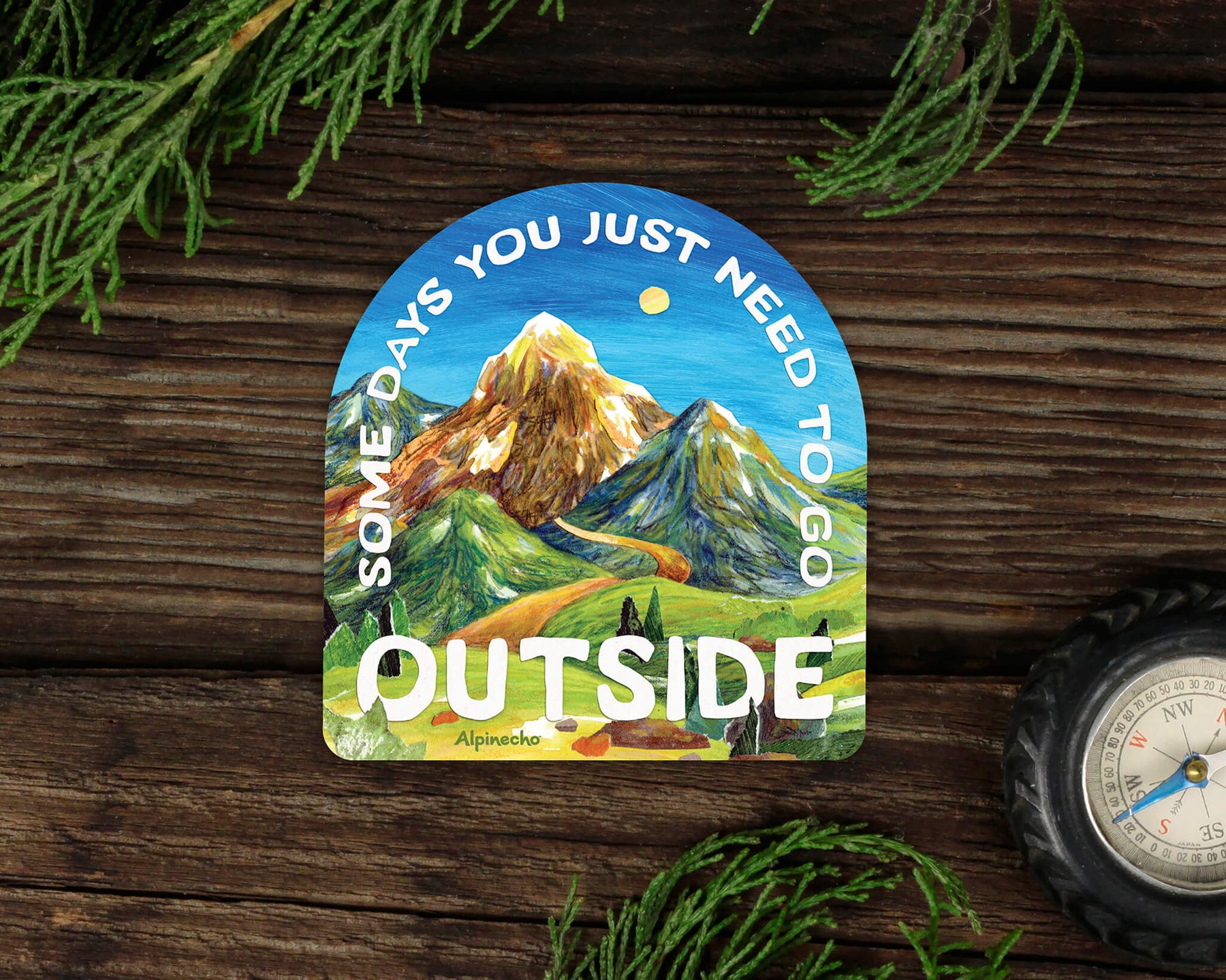 Go Outside More Spring Sticker Go Outside Mountain Path Sticker – Alpinecho